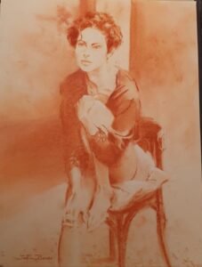 Sanguine de Matthieu Brazes : jeune femme assise sur une chaise