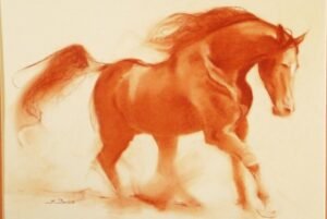 Sanguine de Matthieu Brazes : cheval au galop, crinière au vent