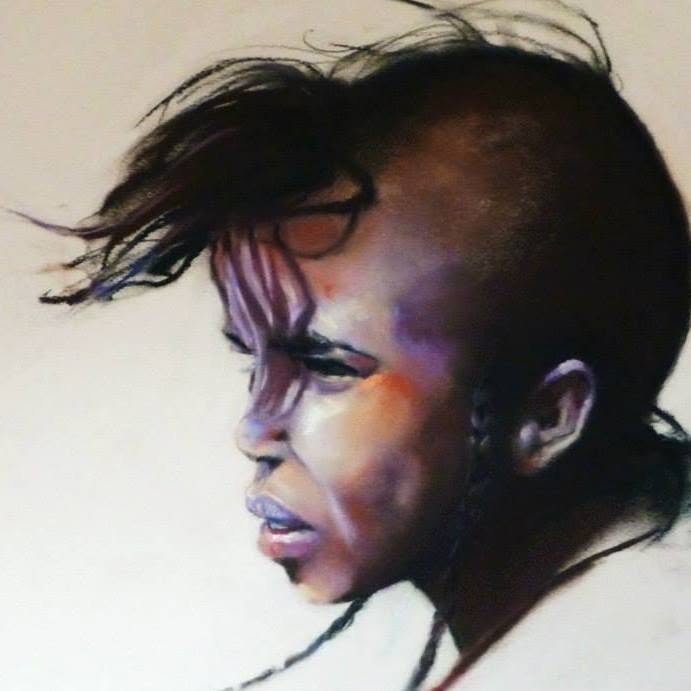 Portrait de profil aux cheveux au vent, œuvre de Matthieu Brazes