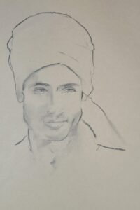 Portrait d'homme au turban, dessin de Matthieu Brazes