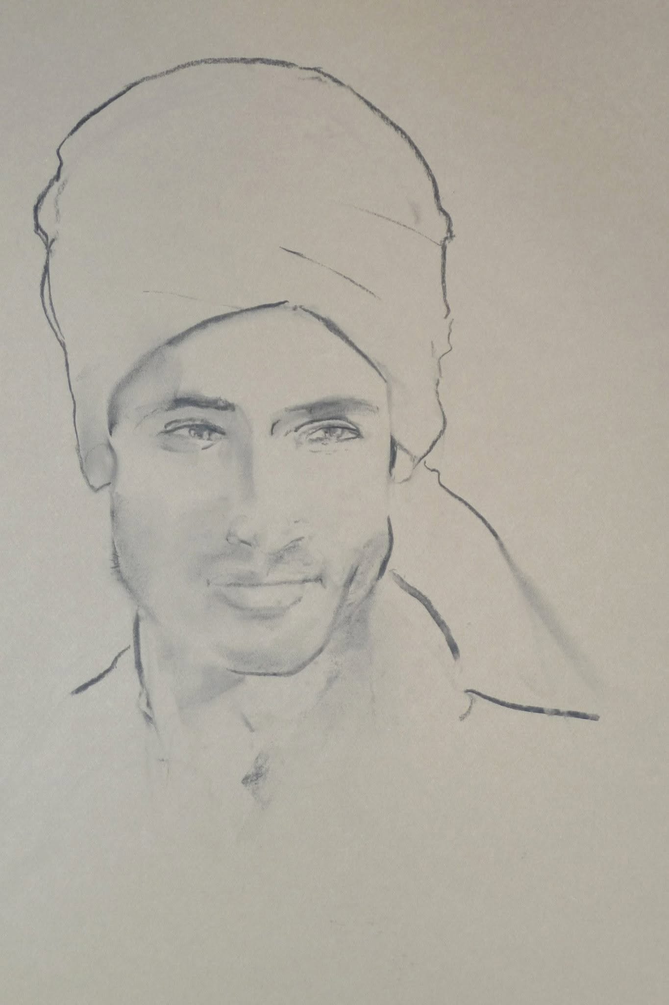 Portrait d'homme au turban, dessin de Matthieu Brazes
