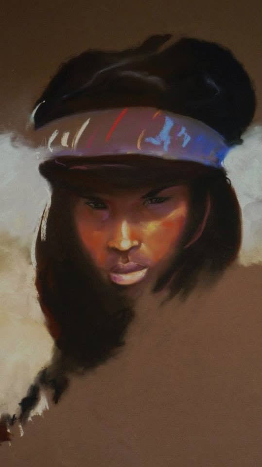 Portrait de jeune femme au béret noir, œuvre de Matthieu Brazes