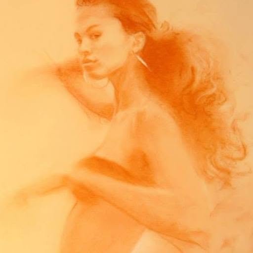 Sanguine de Matthieu Brazes : jeune femme de trois quarts, chevelure dénouée